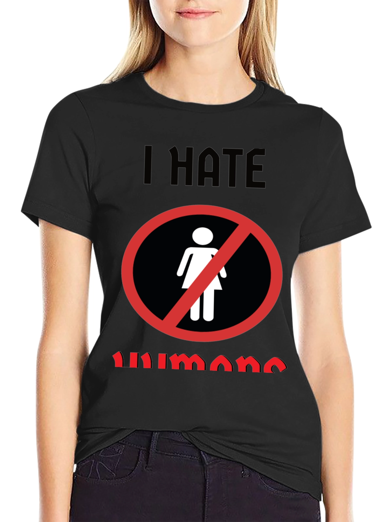 Black I Hate Humans Graphic Novelty T-Shirt view 2