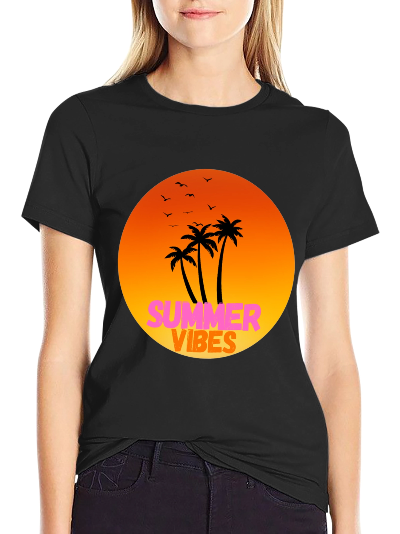 Black Summer Vibes Graphic Tee - Relaxed Fit view 2
