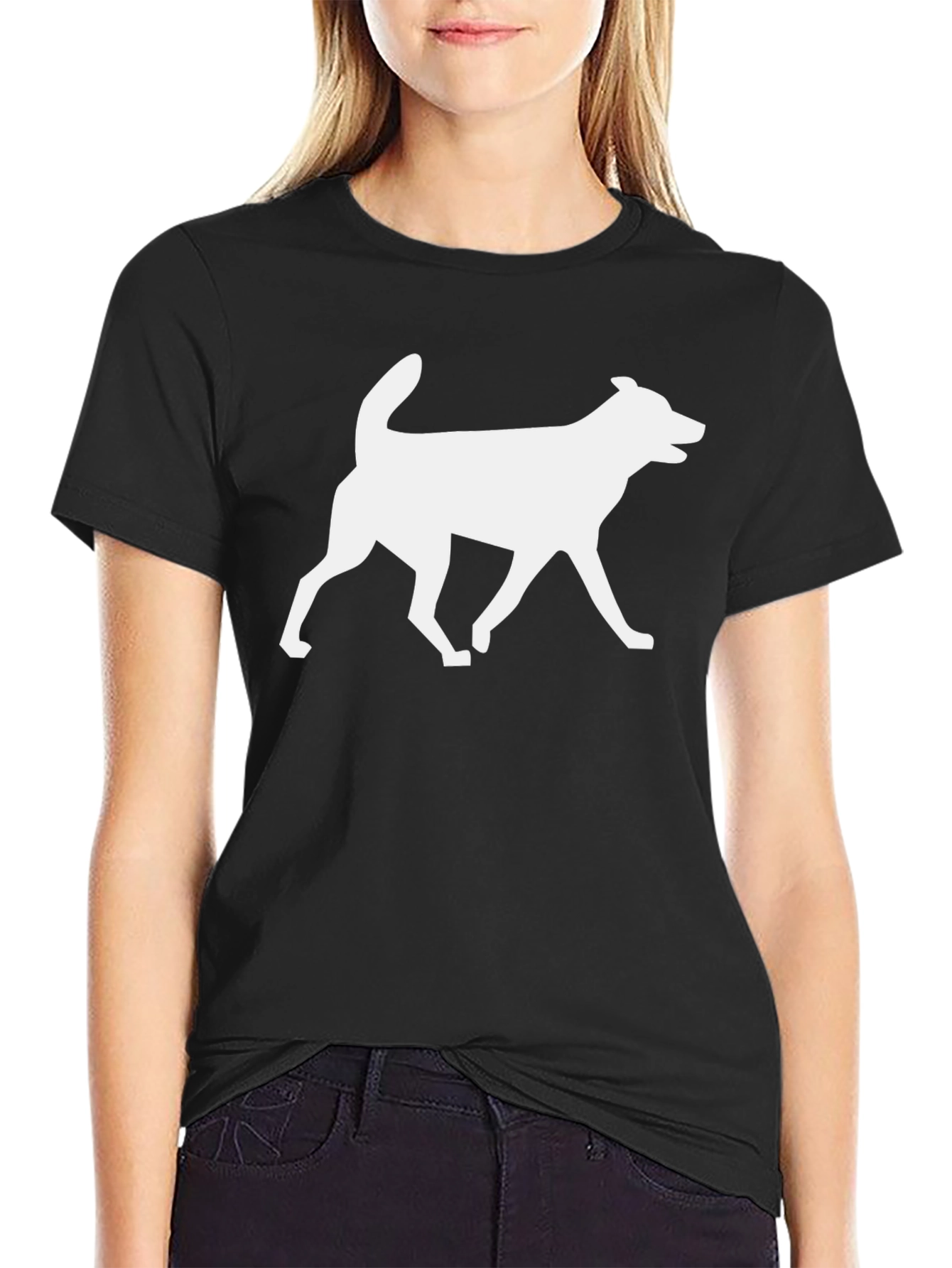 Black Dog Silhouette Graphic Tee - Black Cotton Blend view 2