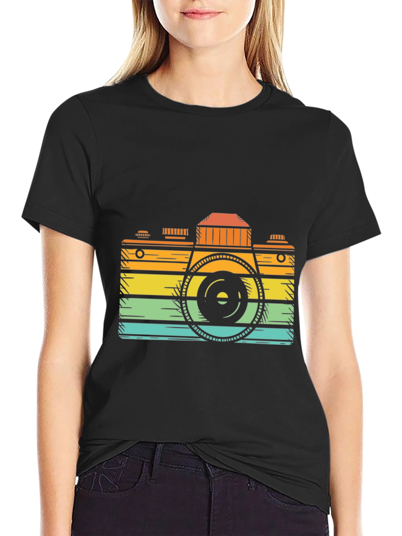 Black Retro Camera Graphic Tee - Classic Cool view 2