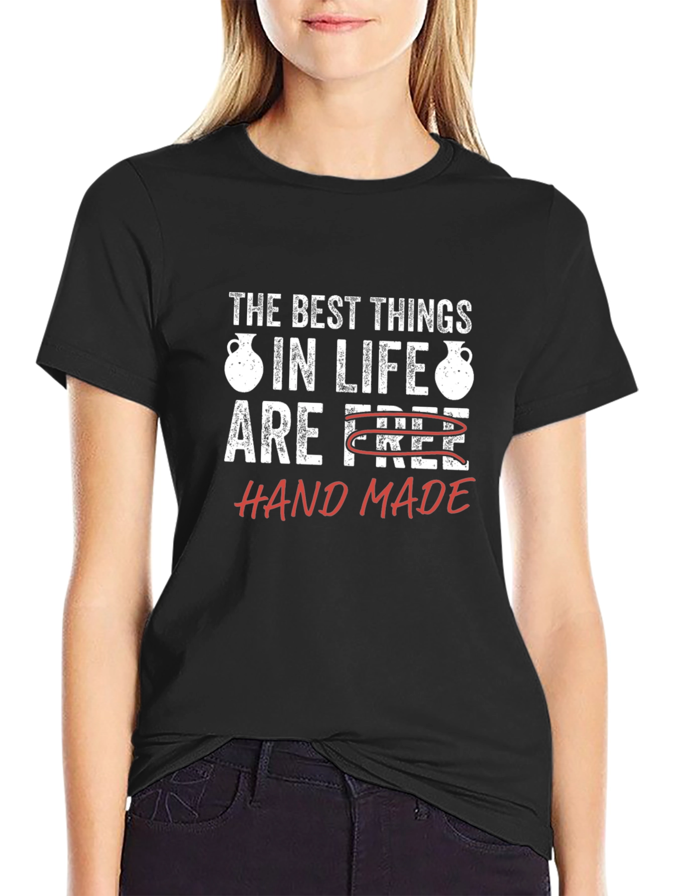 Black Handmade Pottery Lover T-Shirt - Best Things in Life Tee view 2