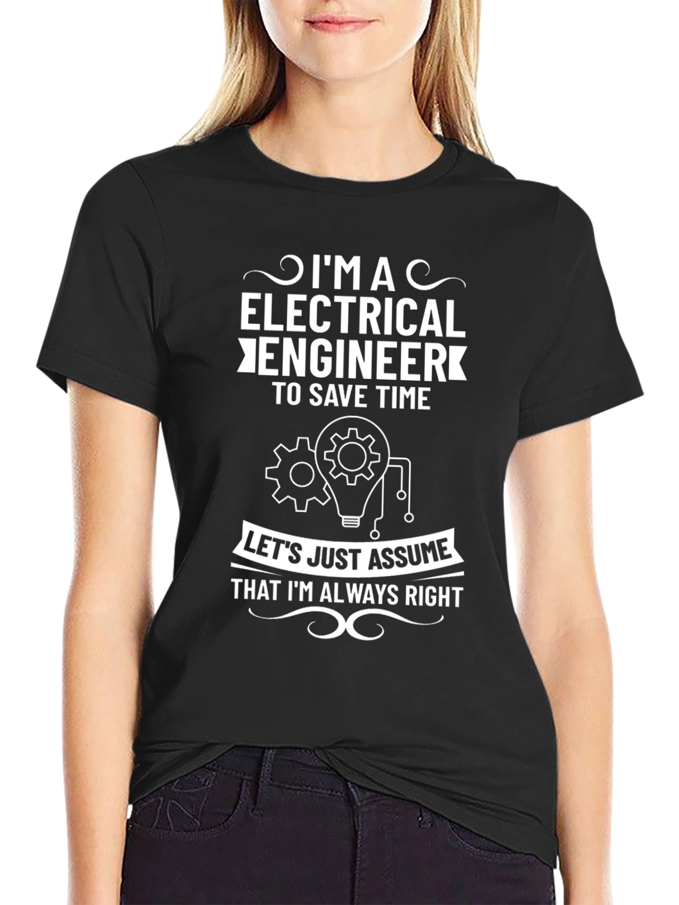 Black Electrical Engineer Graphic T-Shirt view 2