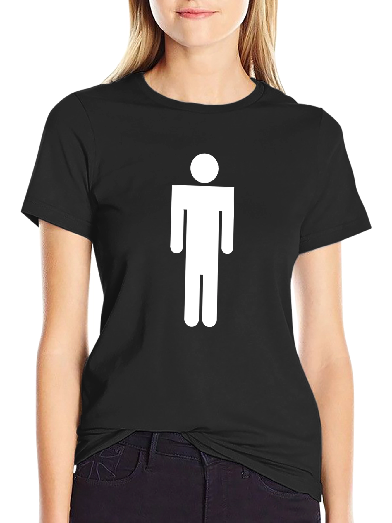 Black Minimalist Man Symbol Black Tee - Unisex view 2