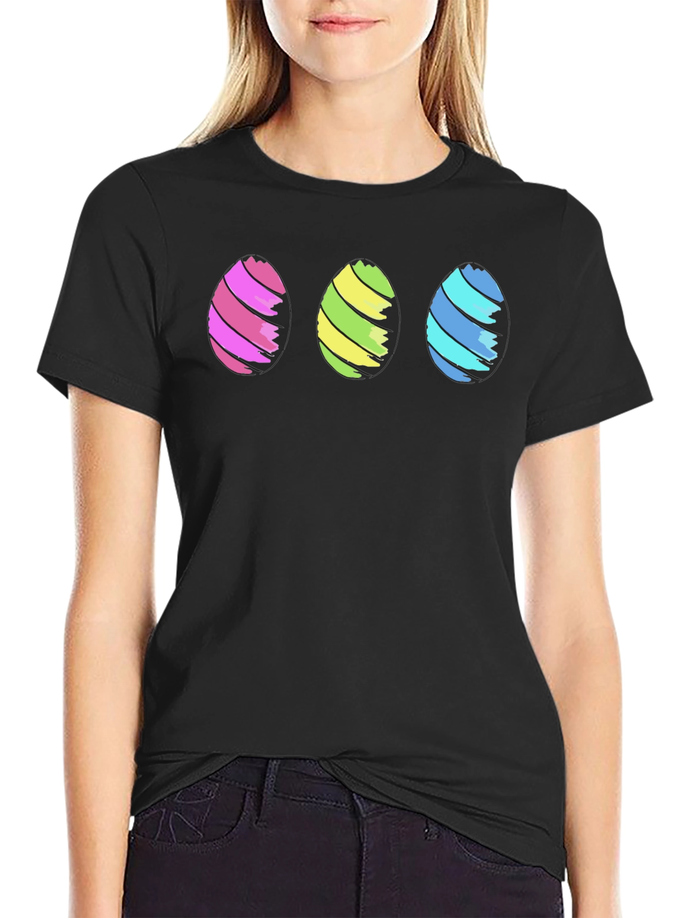 Black Easter Egg Graphic Tee - Men's Short Sleeve Crew Neck T-Shirt view 2