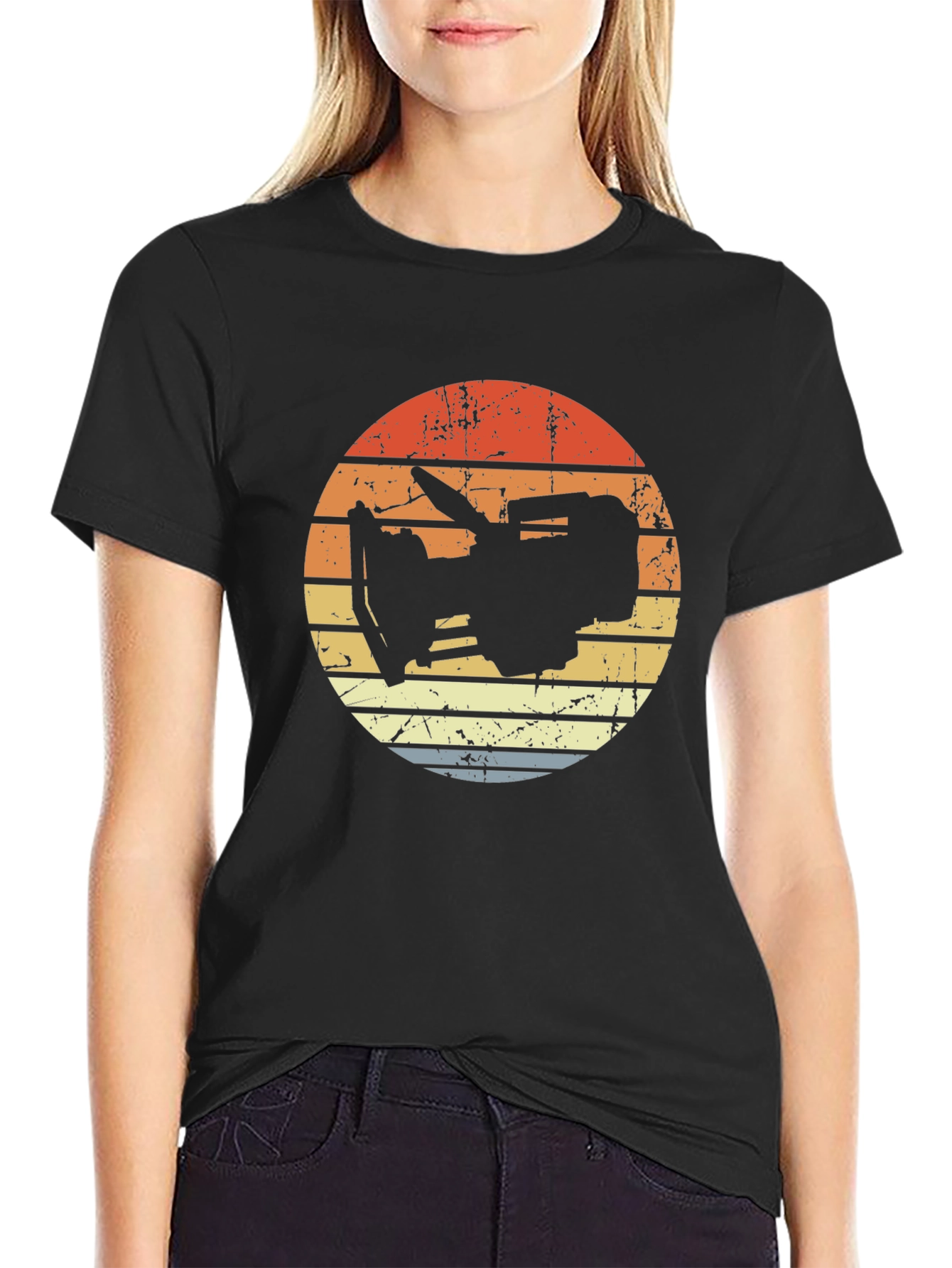 Black Vintage Style Camera Silhouette T-Shirt view 2