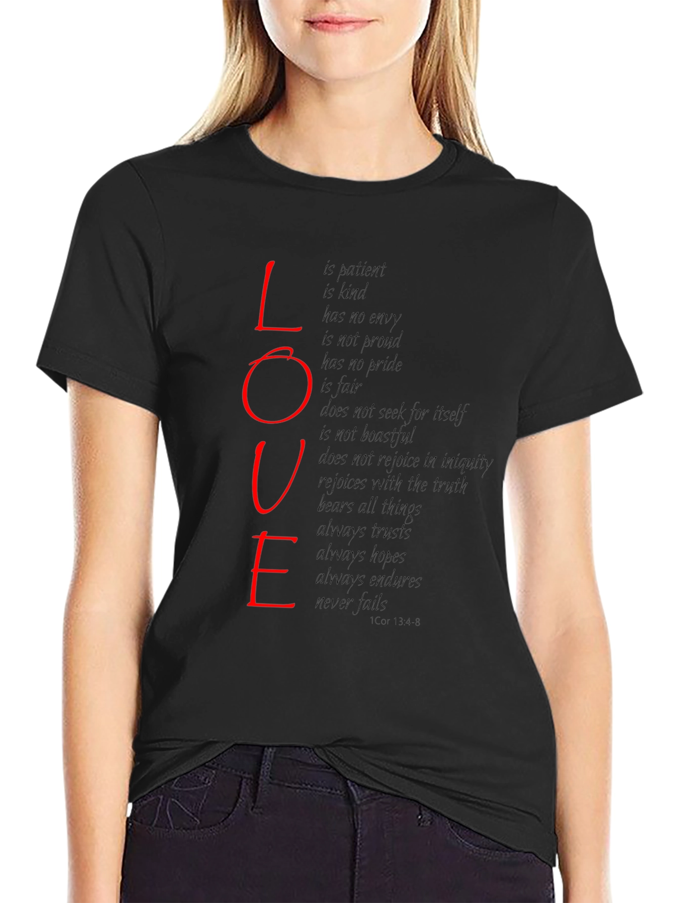 Black Love Scripture Print T-Shirt - Black view 2