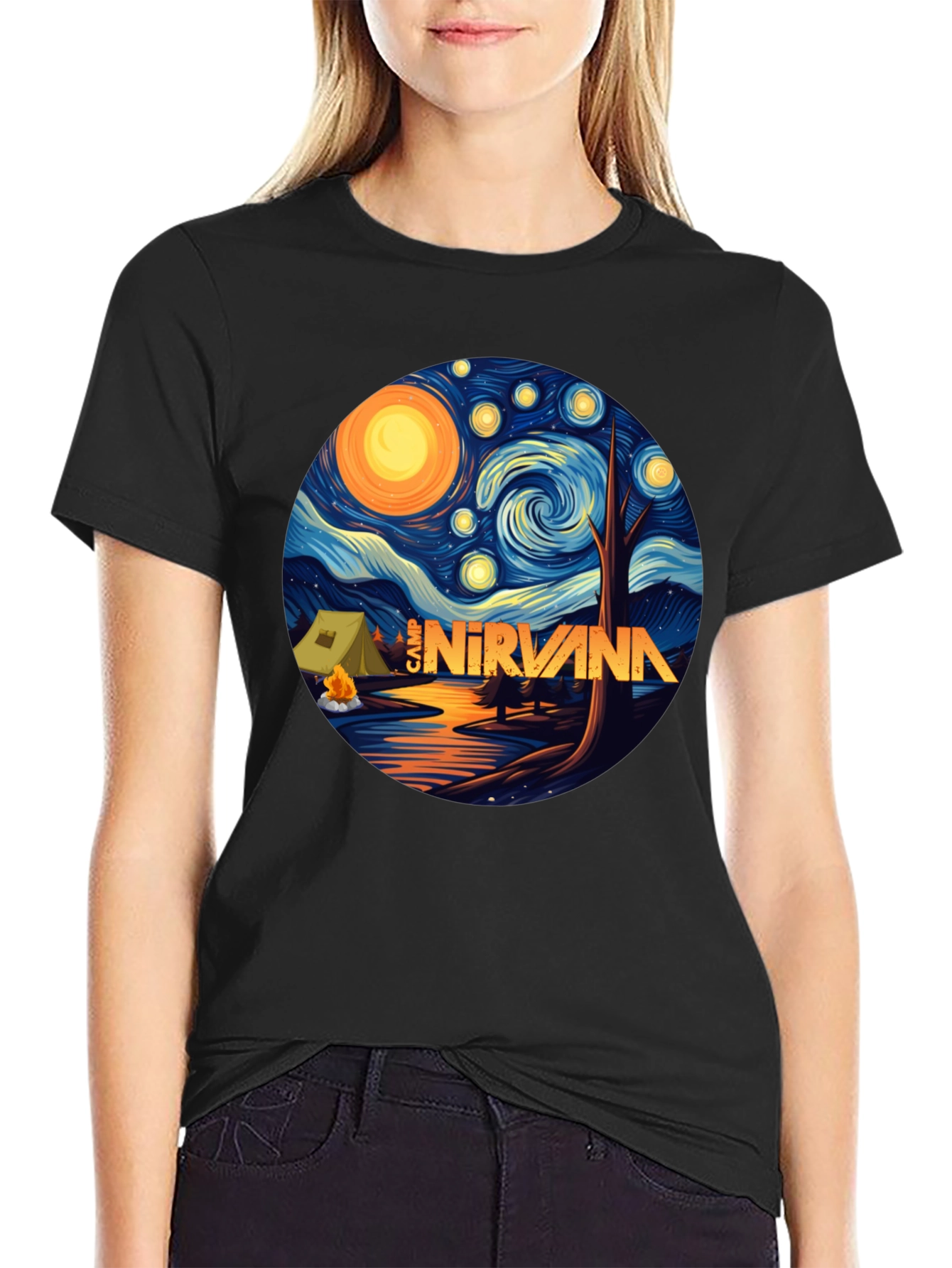Black Camp Nirvana Starry Night T-Shirt view 2