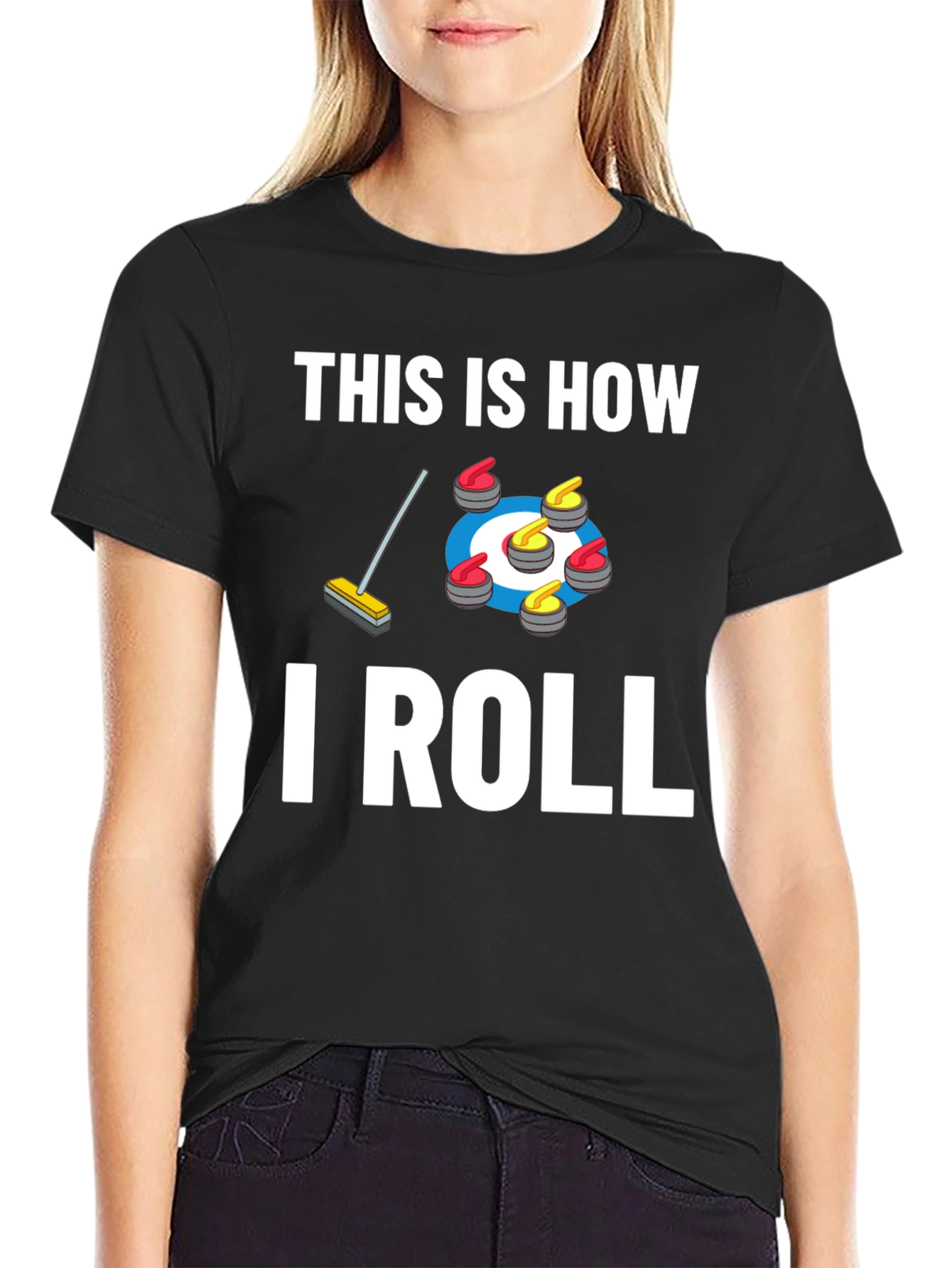 Black Curling "This Is How I Roll" Graphic T-Shirt view 2
