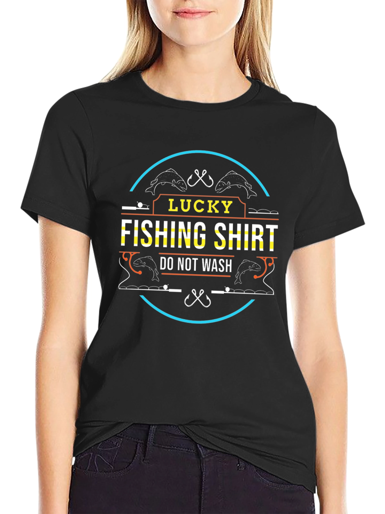 Black Lucky Fishing Shirt - Men's Graphic Tee view 2