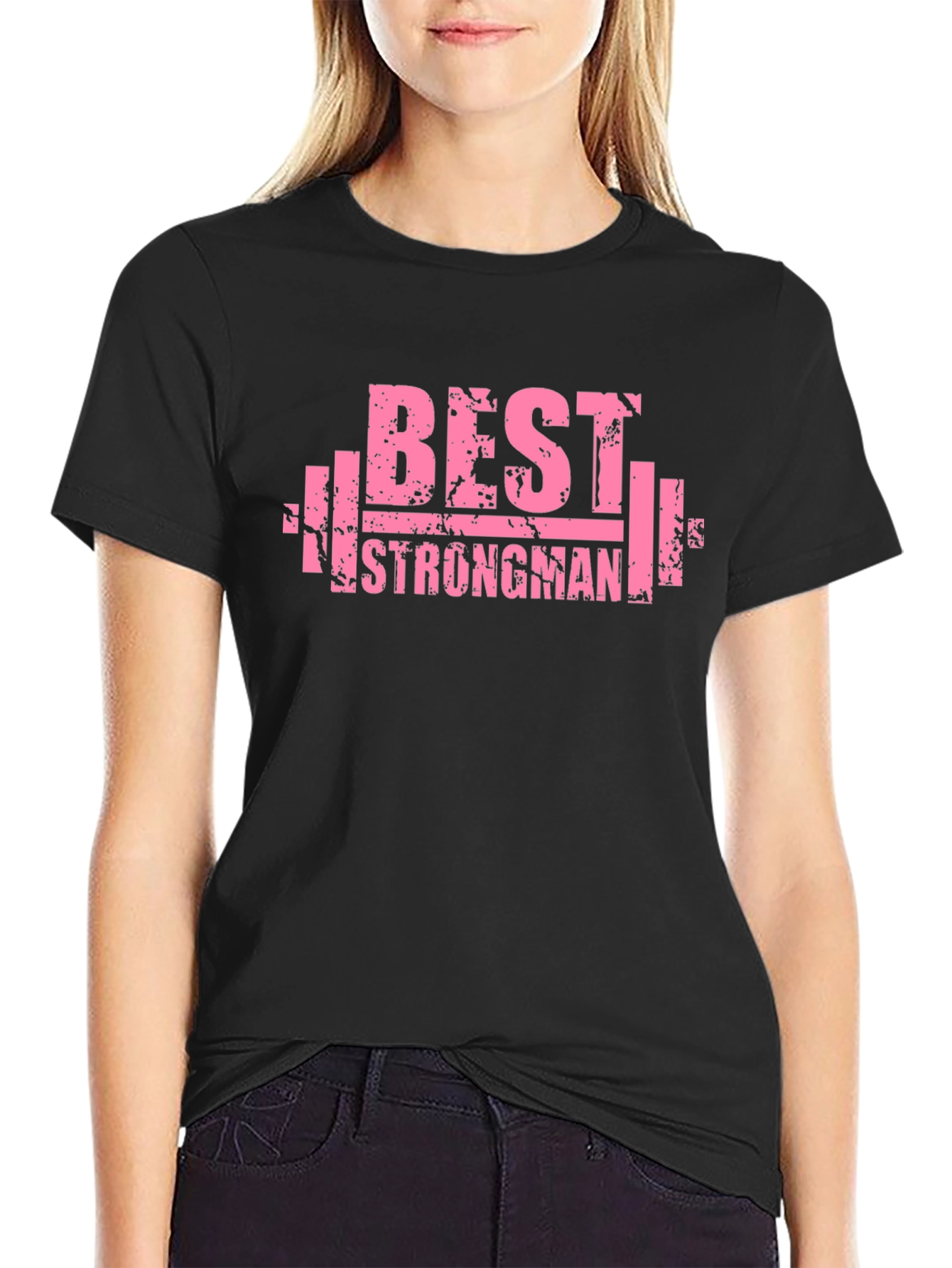Black Best Strongman Black T-Shirt - Gym Workout Apparel view 2