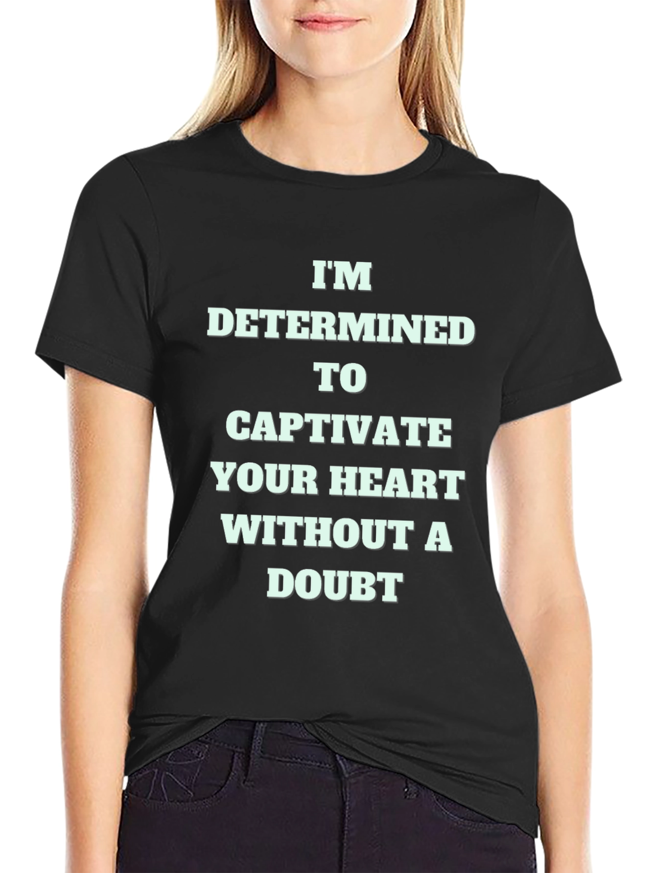 Black Captivate Heart T-Shirt - Funny Novelty Graphic Tee view 2