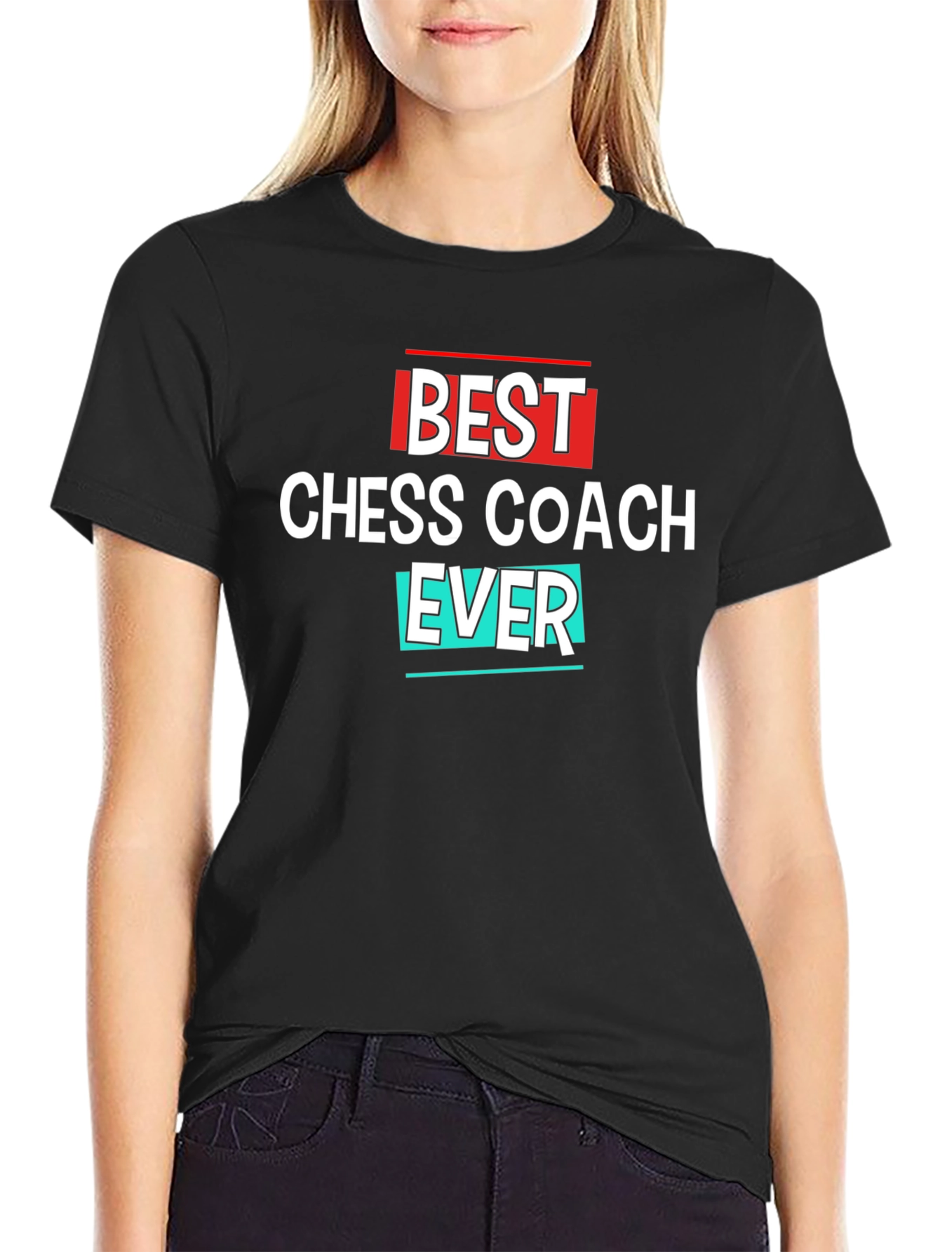 Black Best Chess Coach Ever T-Shirt - Great Gift! view 2