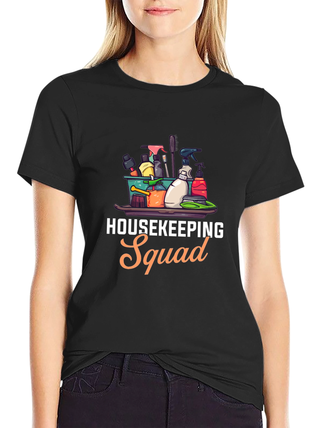 Black Housekeeping Squad Graphic Black T-Shirt view 2