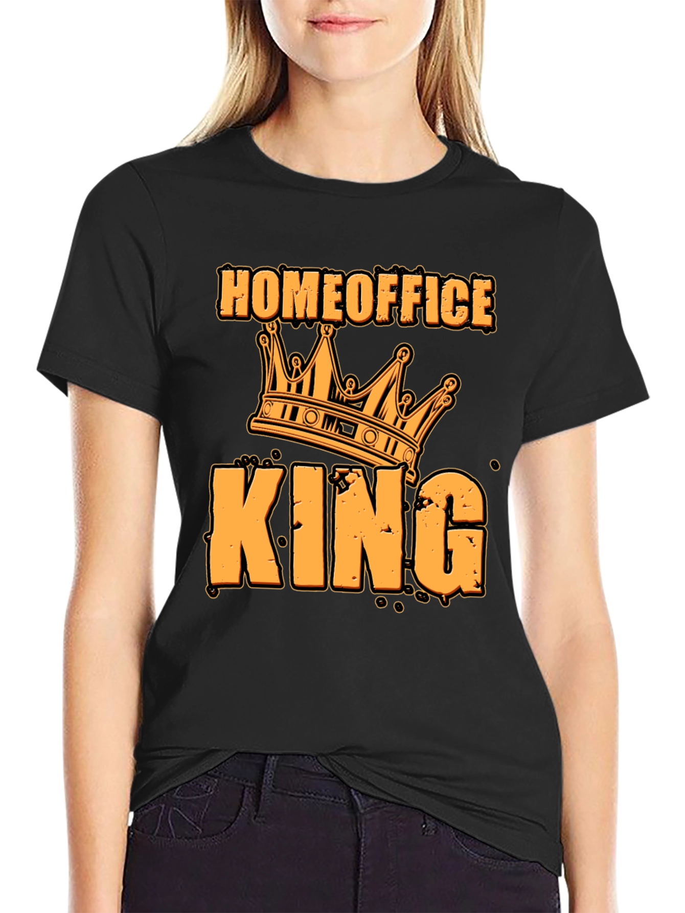 Black Home Office King T-Shirt - Funny Work From Home Tee view 2
