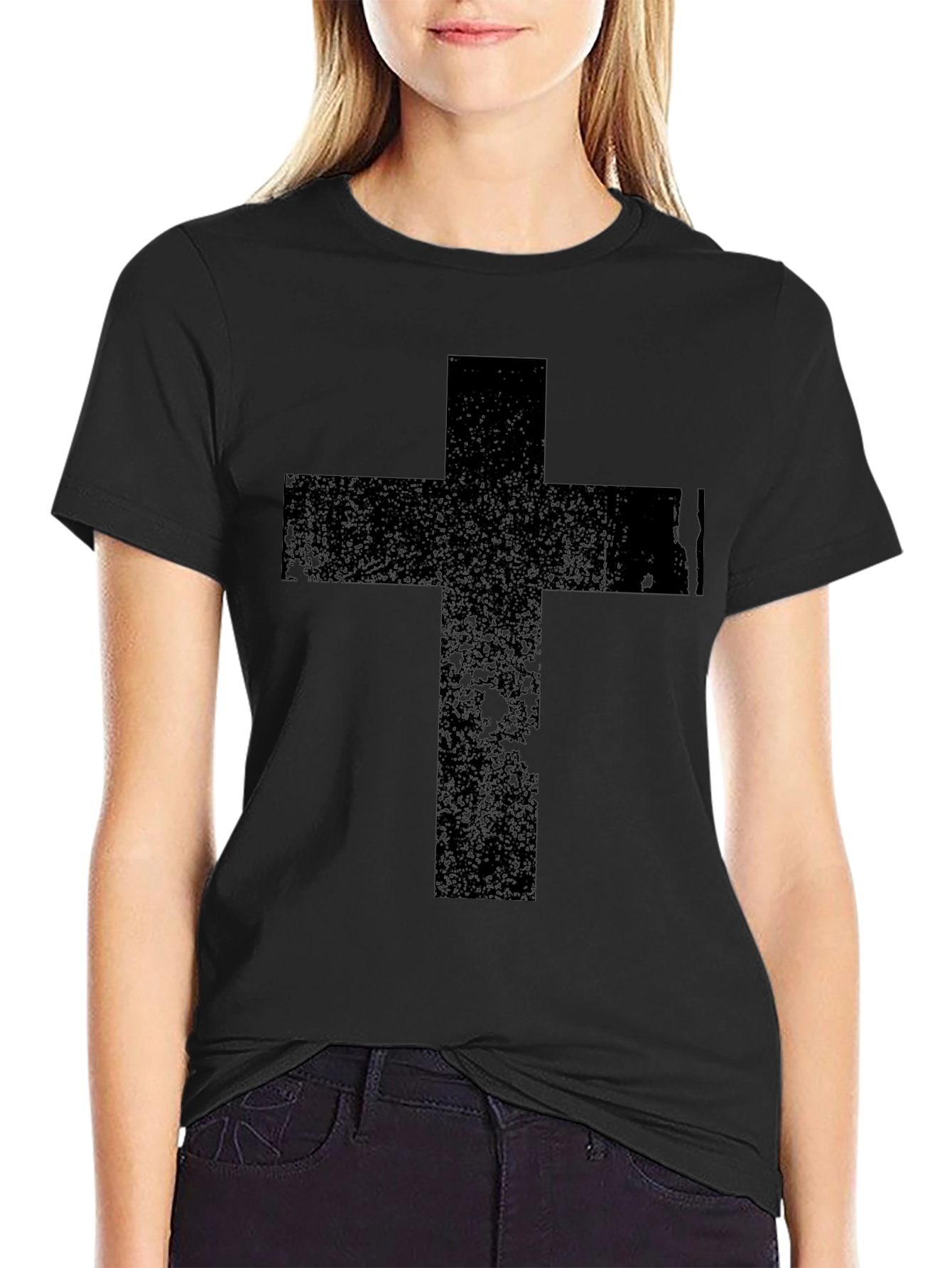 Black Black Cross Graphic T-Shirt - Religious Apparel view 2