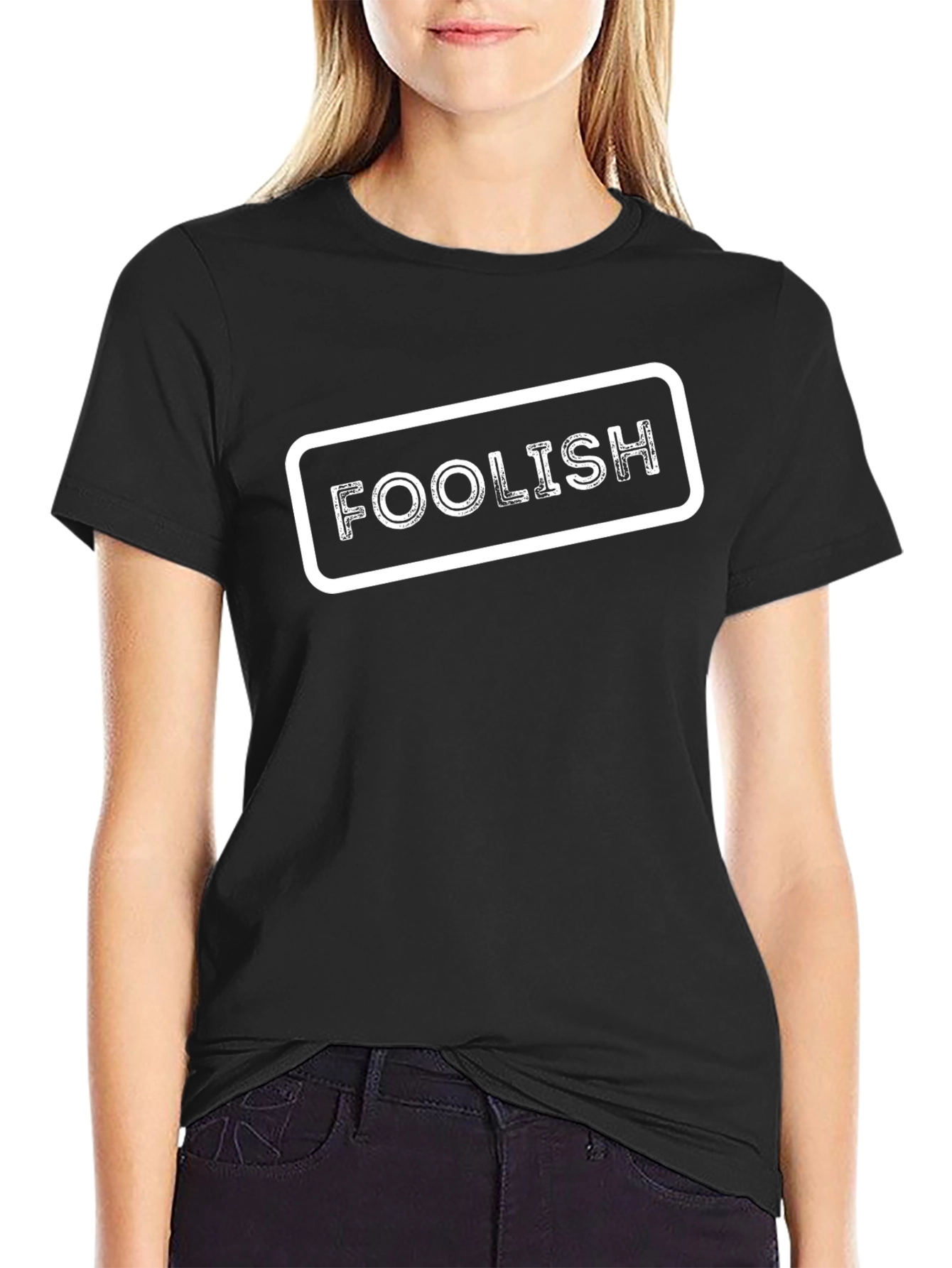 Black Foolish Graphic Tee - Black Cotton Blend view 2