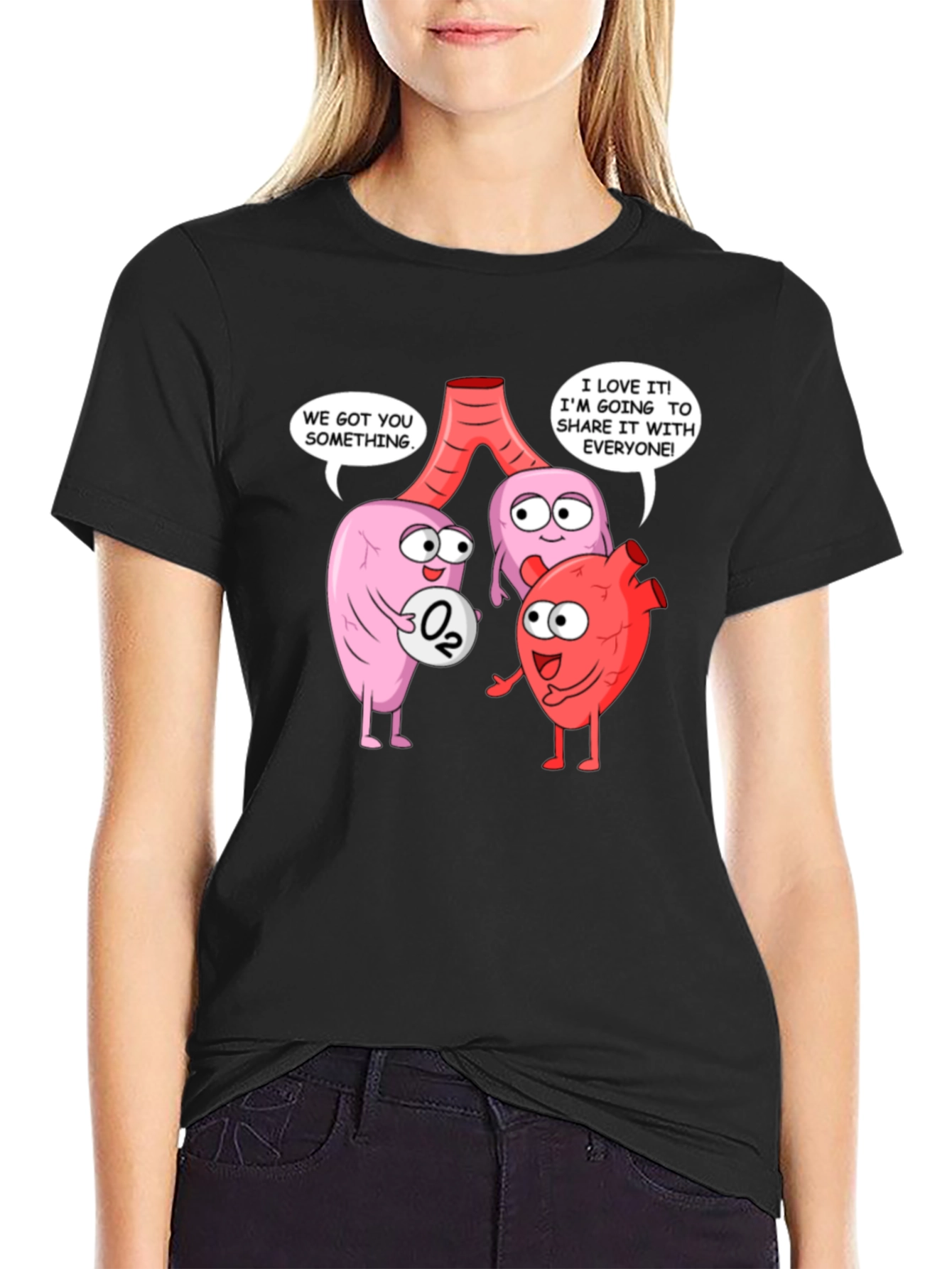 Black Anatomically Funny T-Shirt - Share the Love! view 2