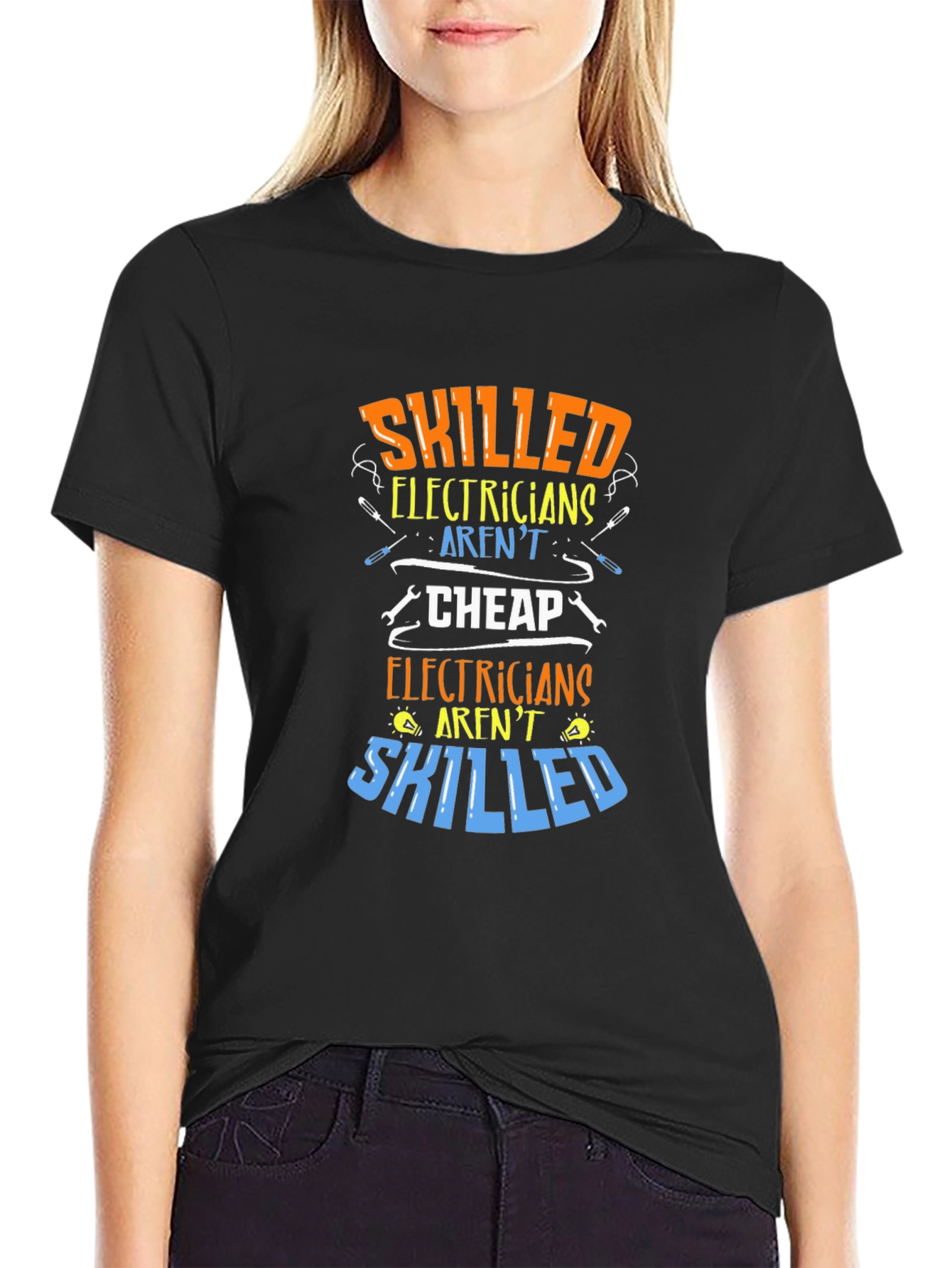 Black Skilled Electricians Graphic Tee - Aren't Cheap! view 2