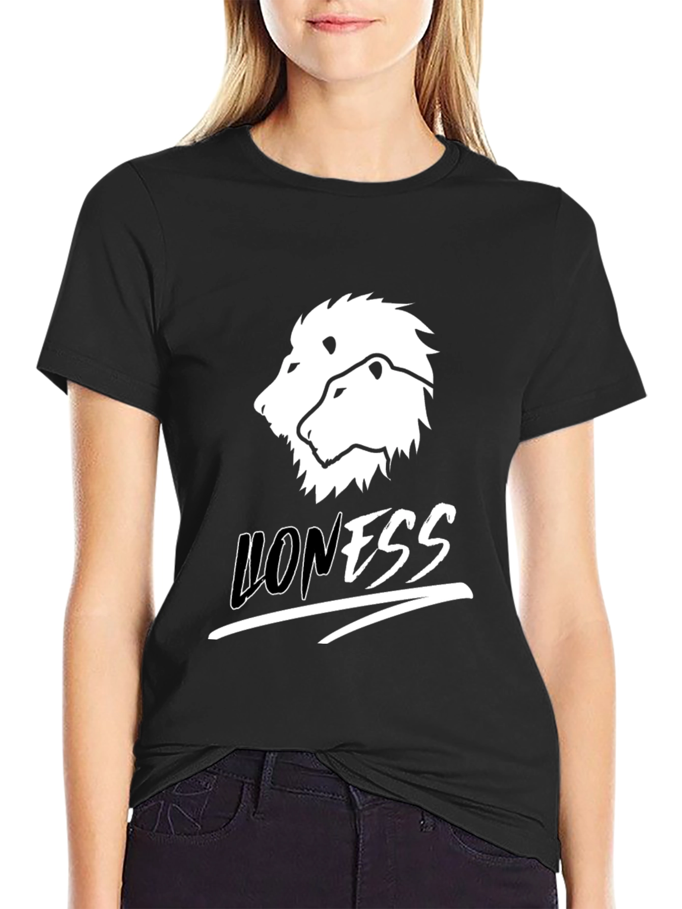 Black Lioness Graphic Print Black T-Shirt view 2