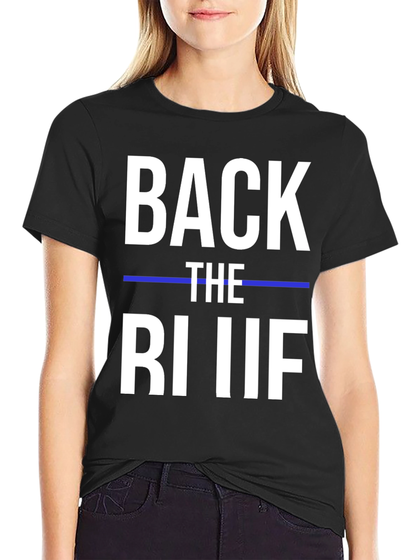 Black Back the Blue T-Shirt - Support Law Enforcement view 2