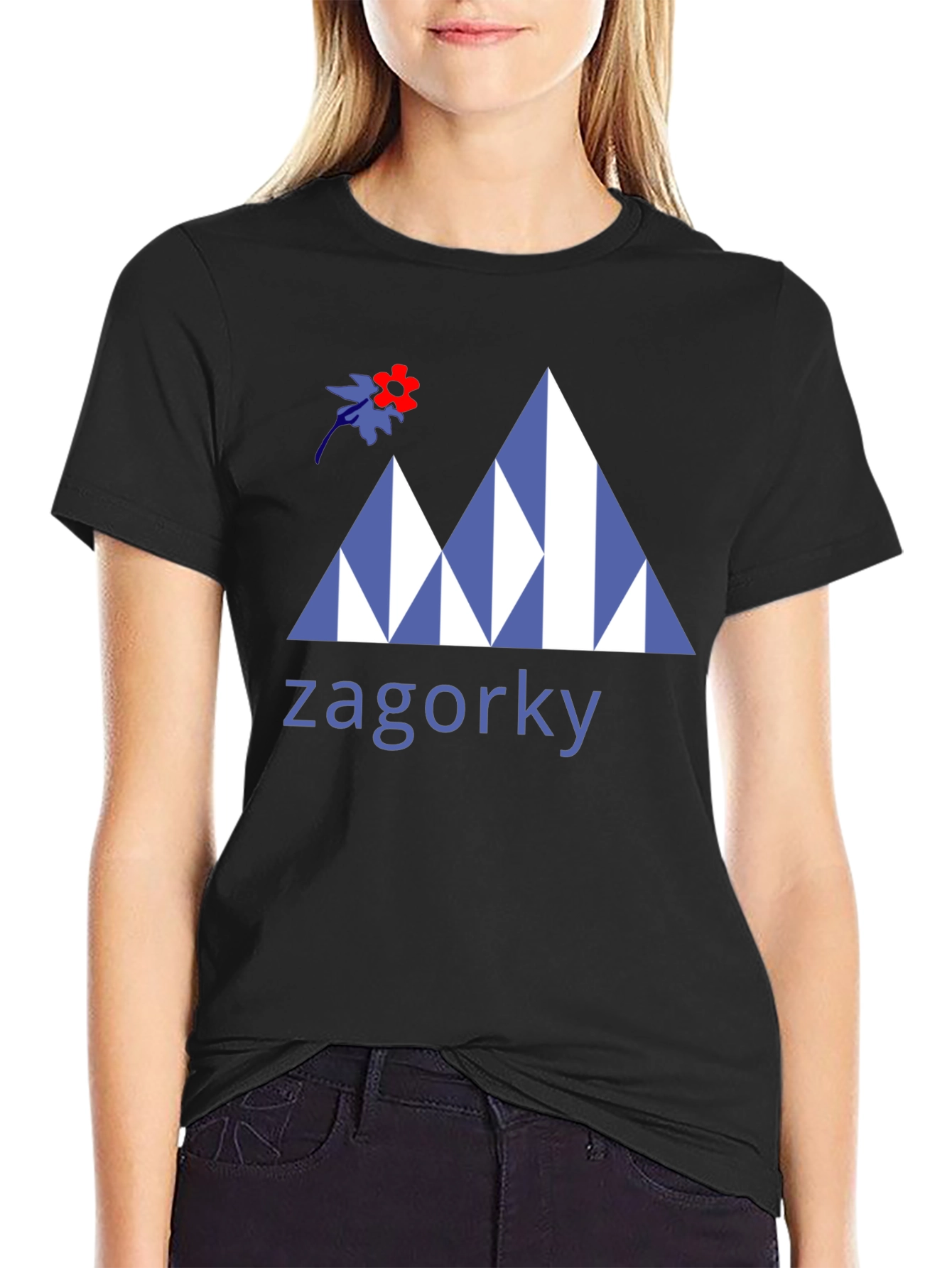 Black Zagorky Mountain Design Black T-Shirt view 2