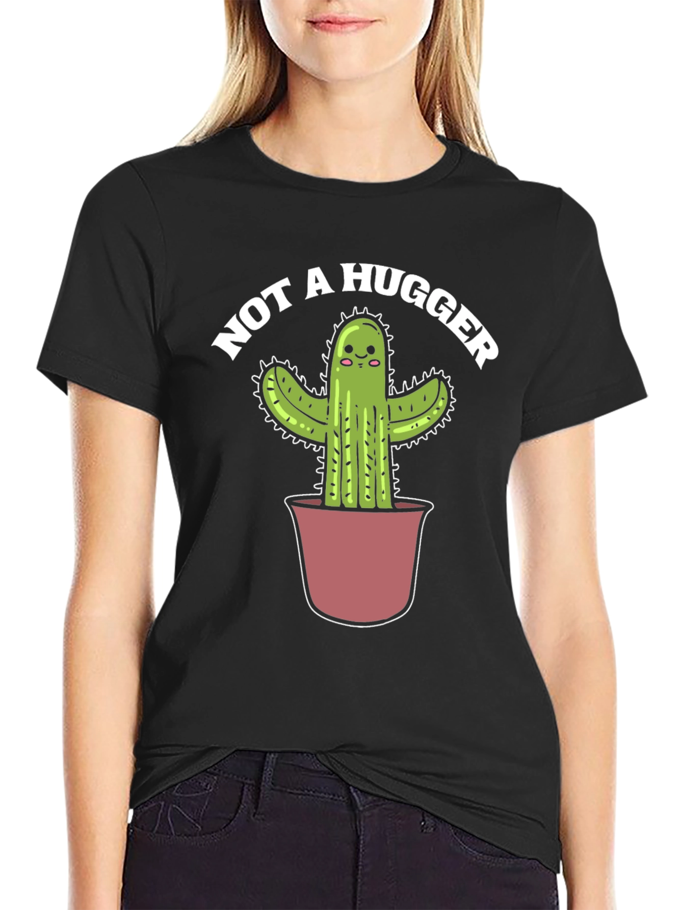 Black Not A Hugger Cactus Graphic Tee view 2