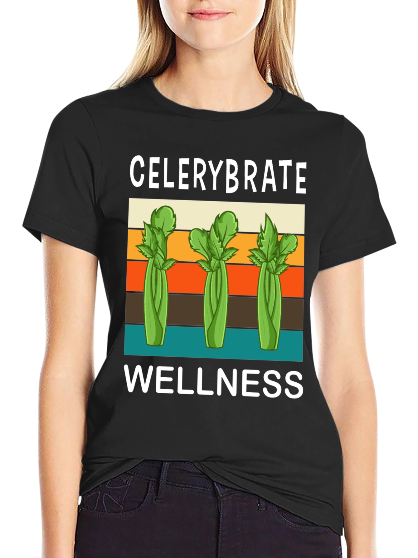 Black Celerybrate Wellness T-Shirt - Retro Style view 2