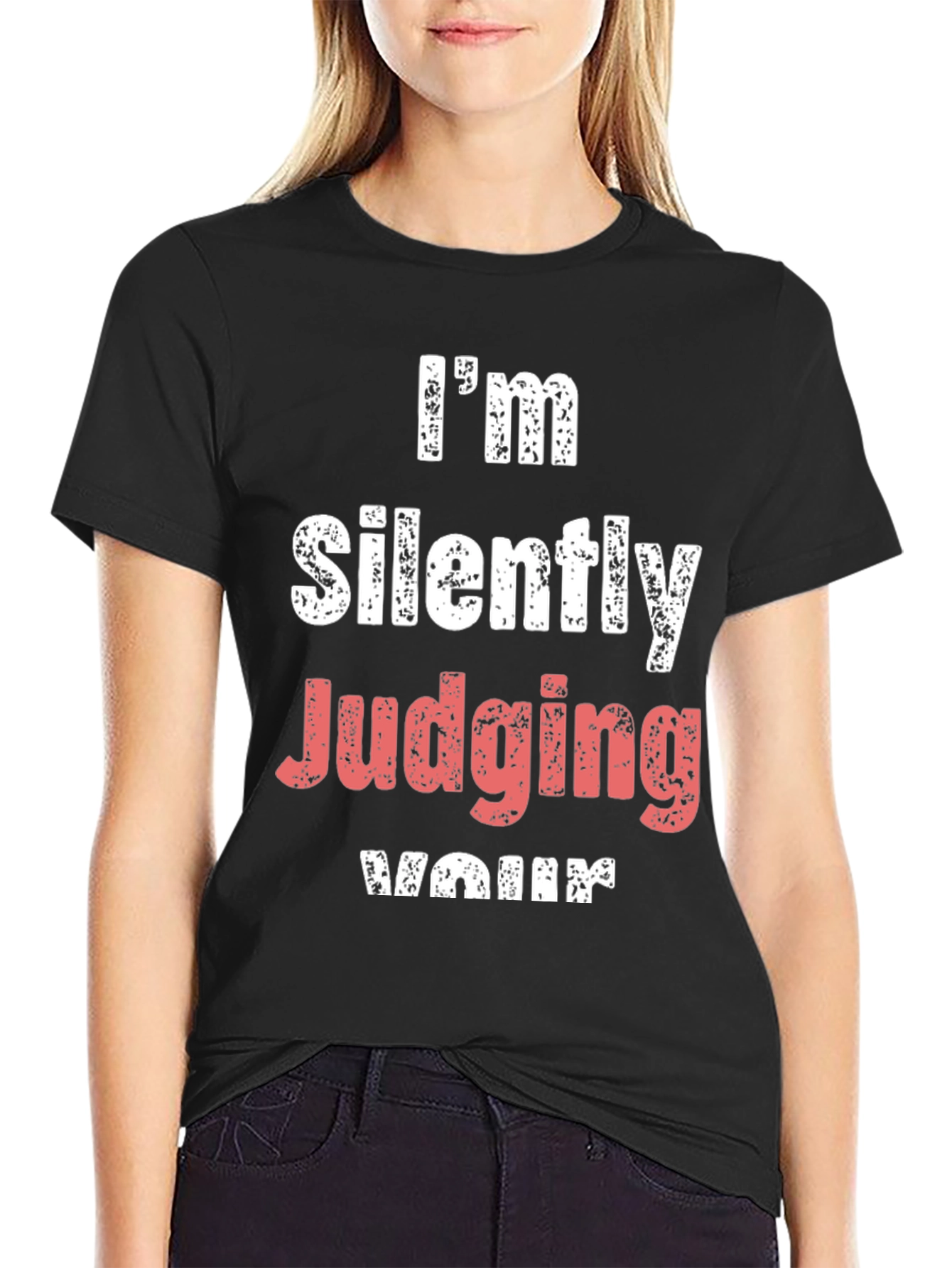 Black I'm Silently Judging Your T-Shirt view 2