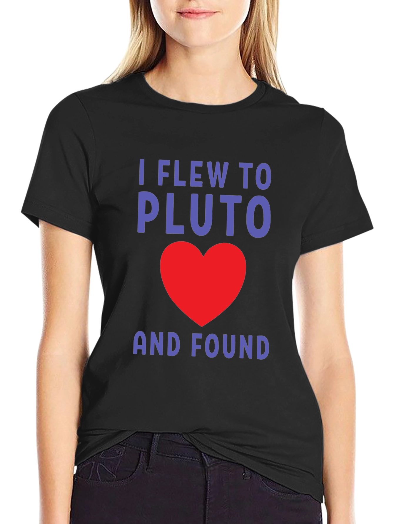 Black I Flew to Pluto and Found Love T-Shirt view 2