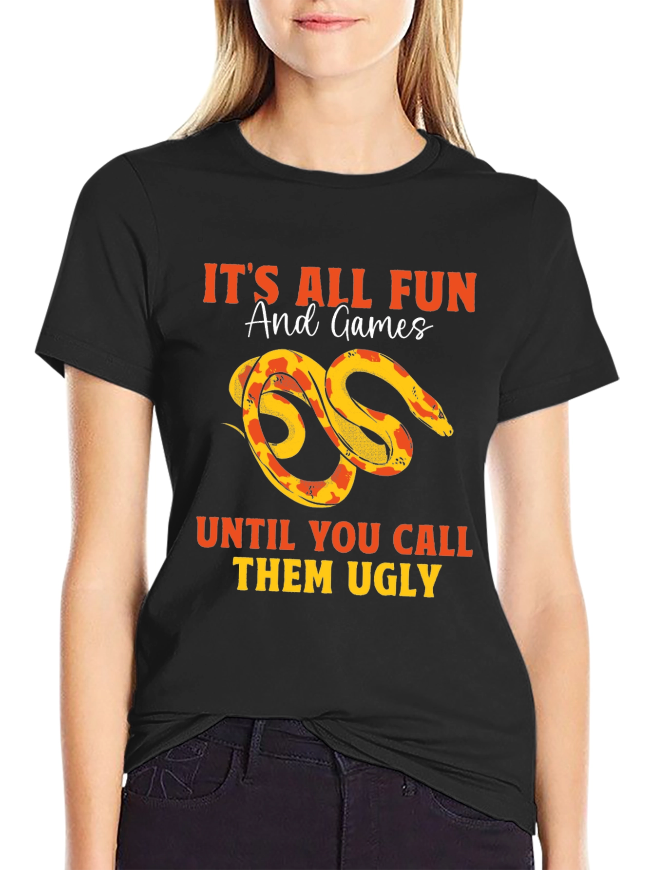 Black Funny Snake Lover T-Shirt - It's All Fun & Games view 2