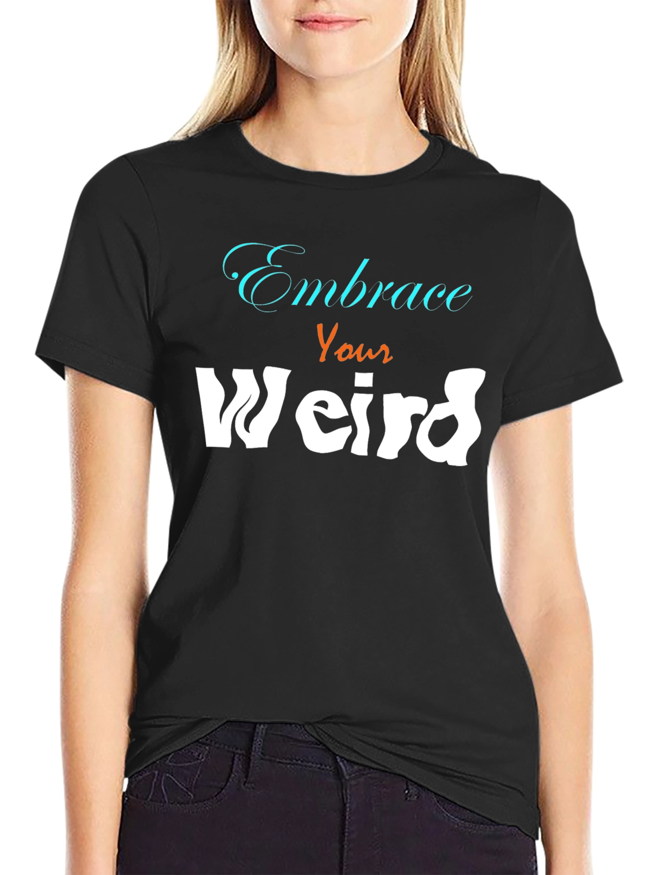 Black Embrace Your Weird Graphic Tee - Unisex Cotton Blend view 2