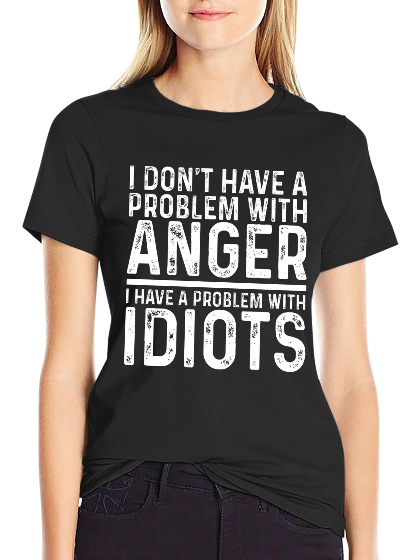 Black Humorous "I Don't Have An Anger Problem" Graphic Tee view 2