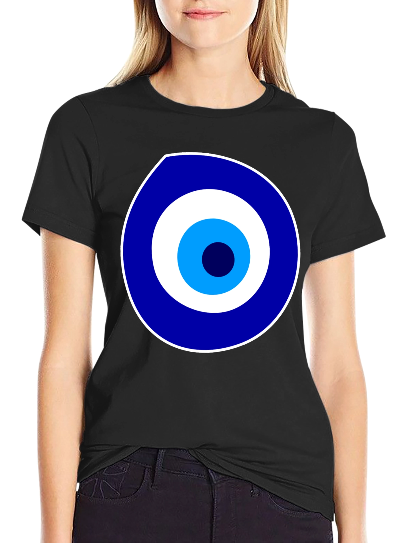 Black Evil Eye Graphic Print Black T-Shirt view 2