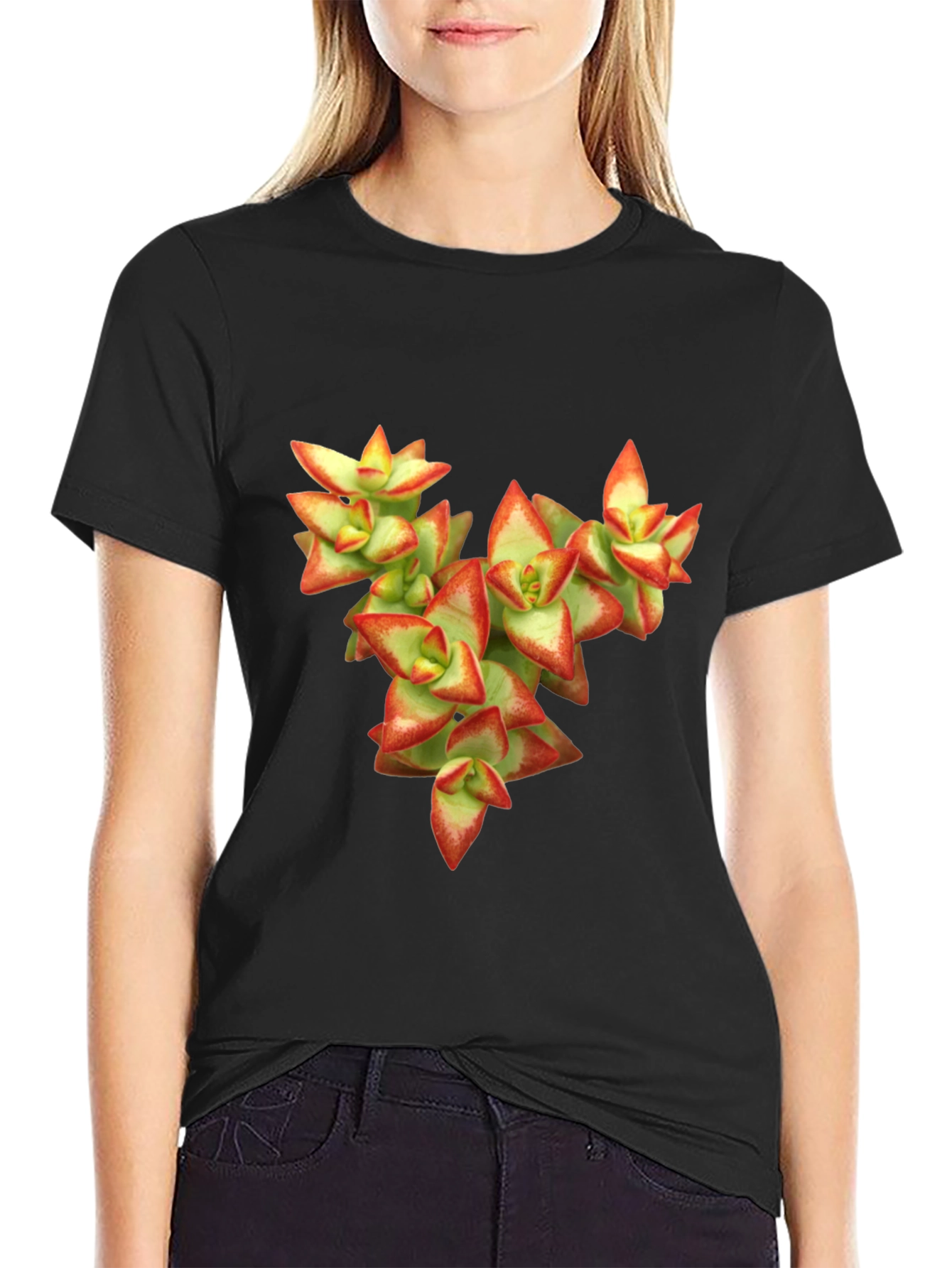 Black Succulent Graphic T-Shirt - Nature Inspired Tee view 2