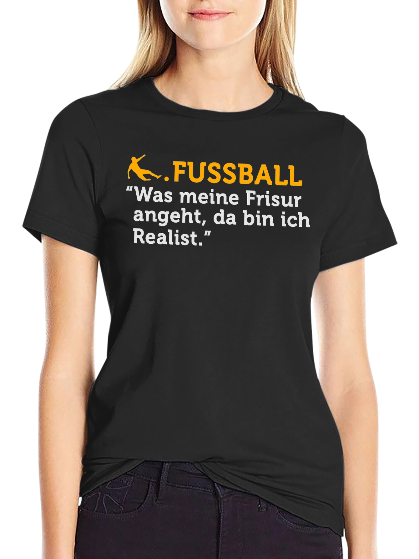 Black Funny German Soccer Fan T-Shirt - "Fussball Realist" view 2