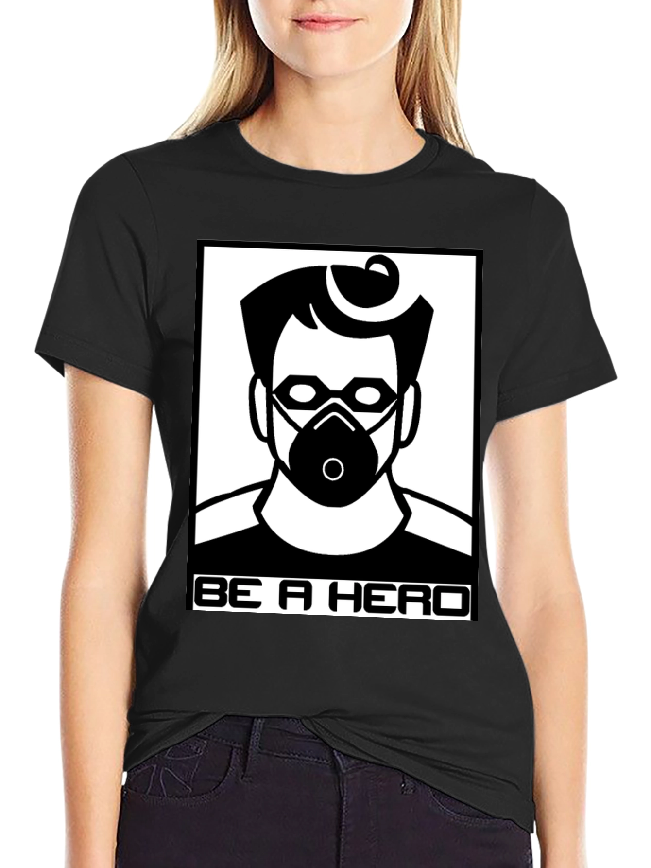 Black Be A Hero T-Shirt - Masked Hero view 2