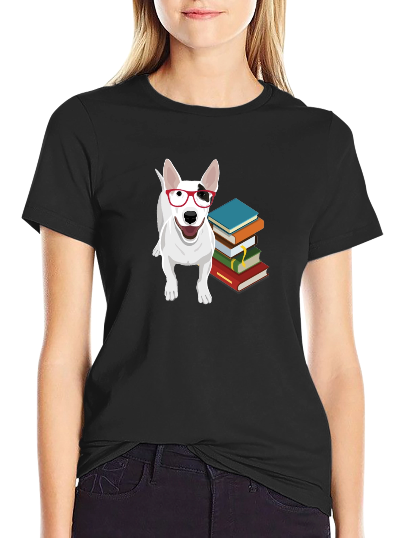 Black Dog with Glasses T-Shirt view 2