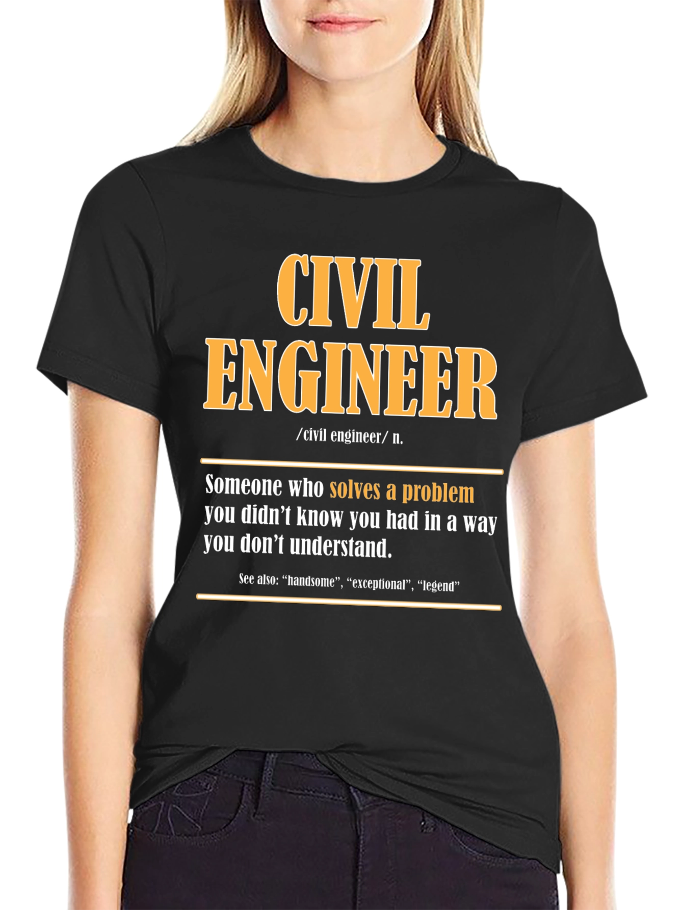 Black Civil Engineer Definition T-Shirt view 2