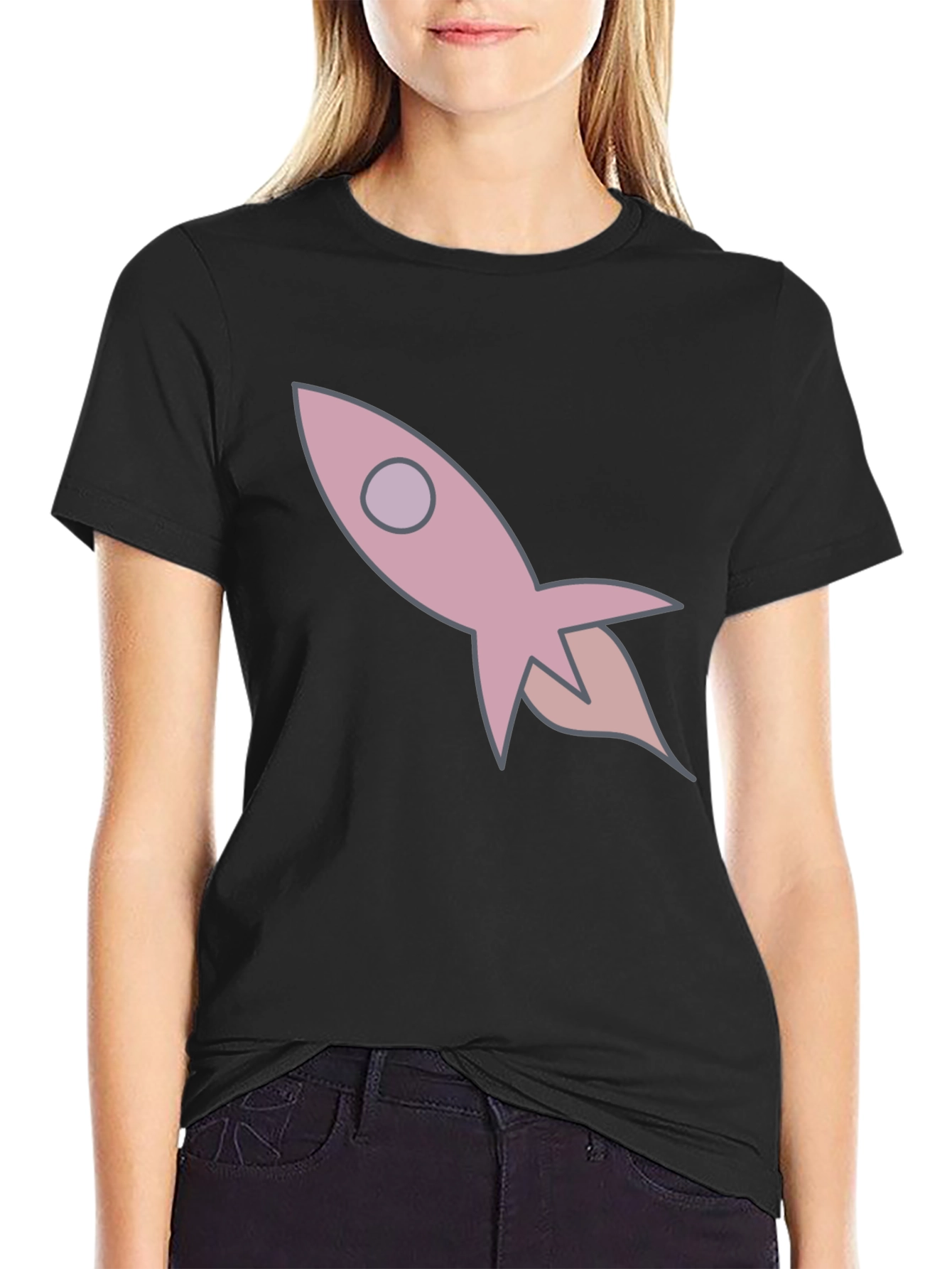 Black Rocket Graphic Tee - Cool Casual Cotton T-Shirt view 2