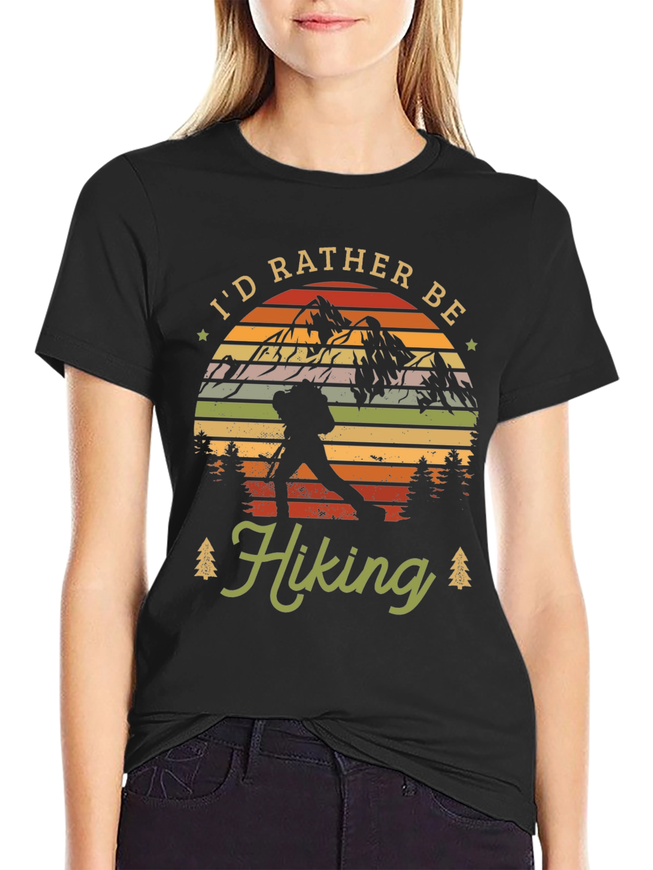 Black I'd Rather Be Hiking Graphic Tee view 2