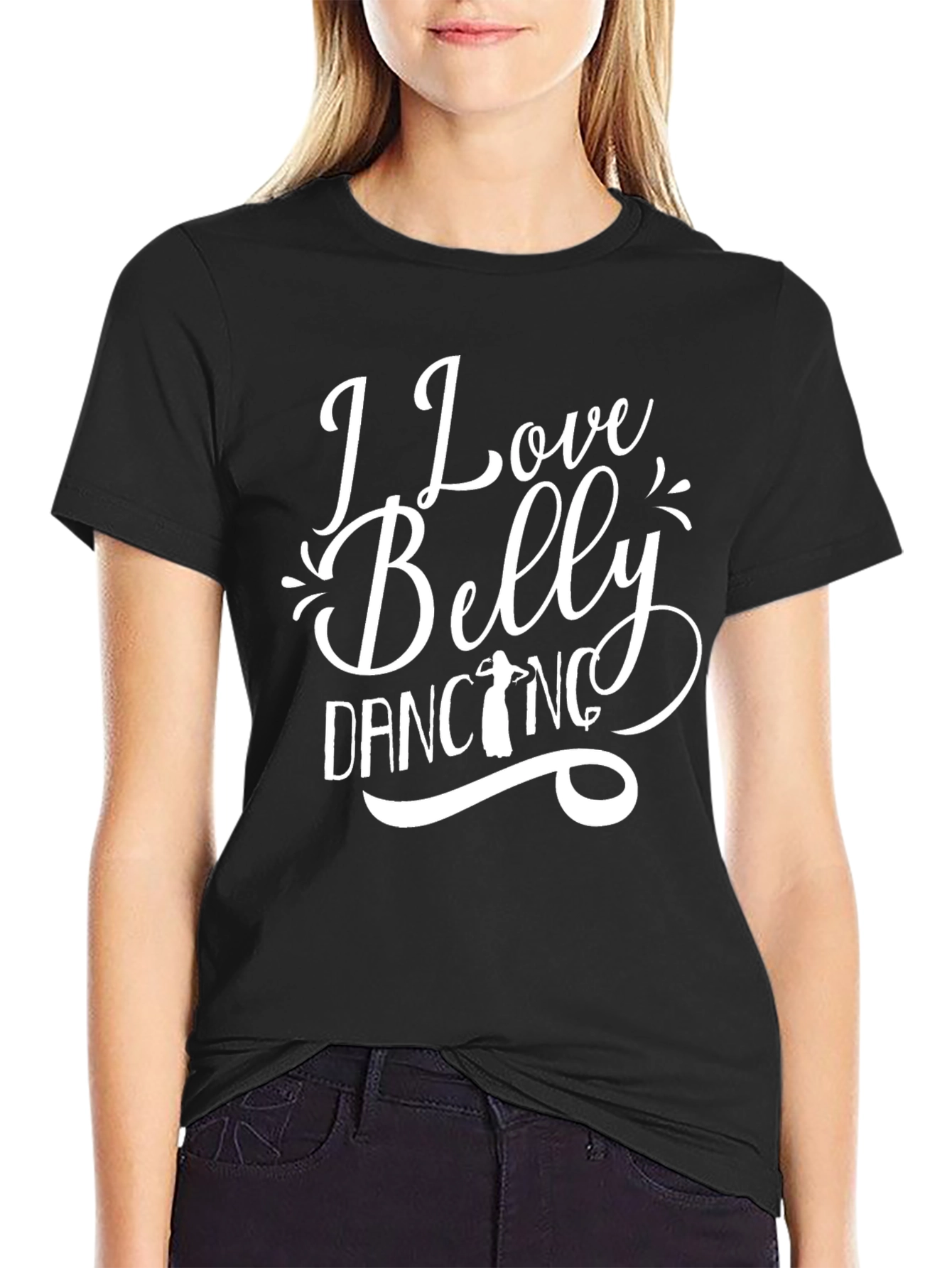 Black I Love Belly Dancing Graphic Tee - Black view 2