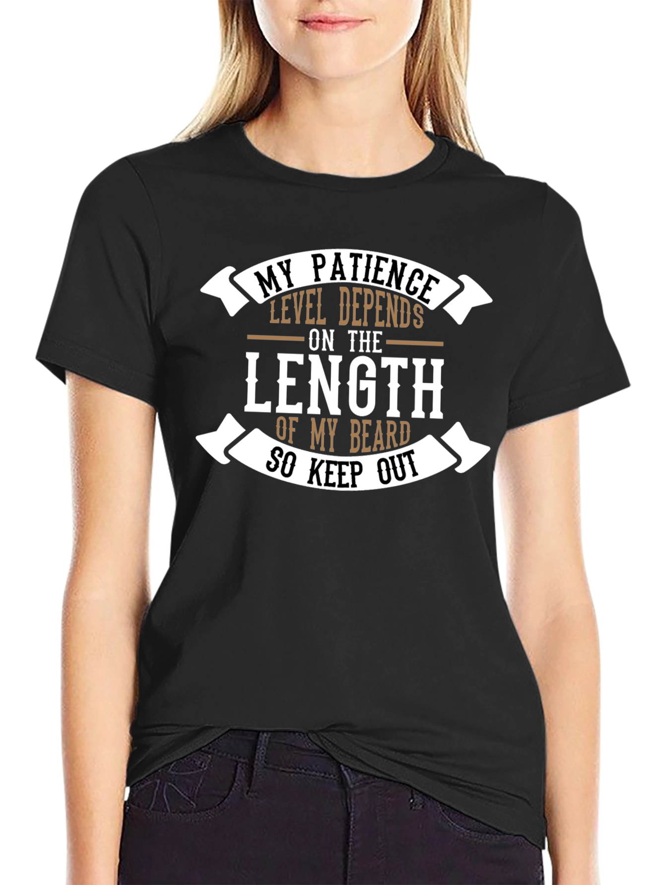 Black Beard Length Patience T-Shirt - Funny Graphic Tee view 2