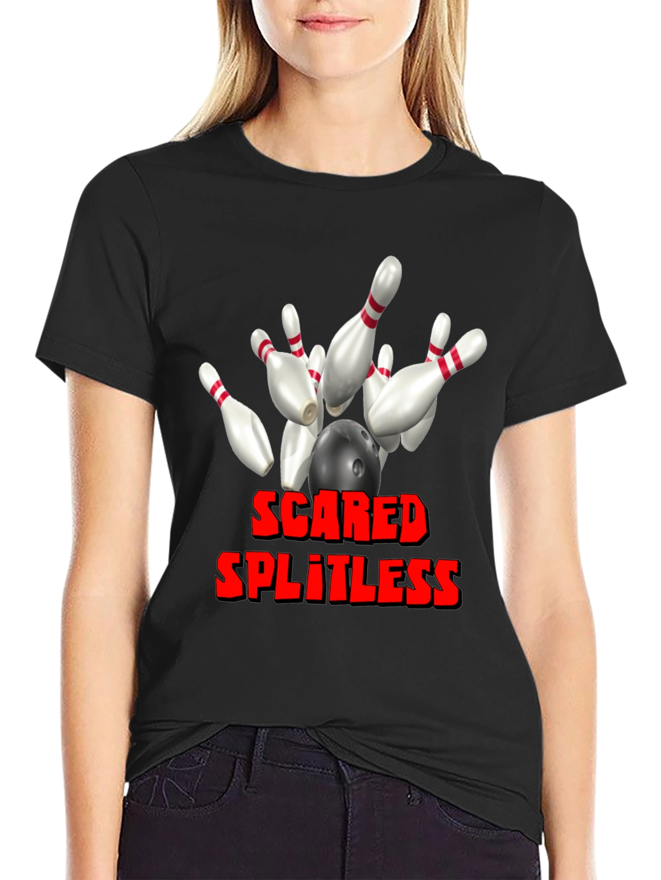 Black Scared Splitless Bowling Graphic Tee view 2