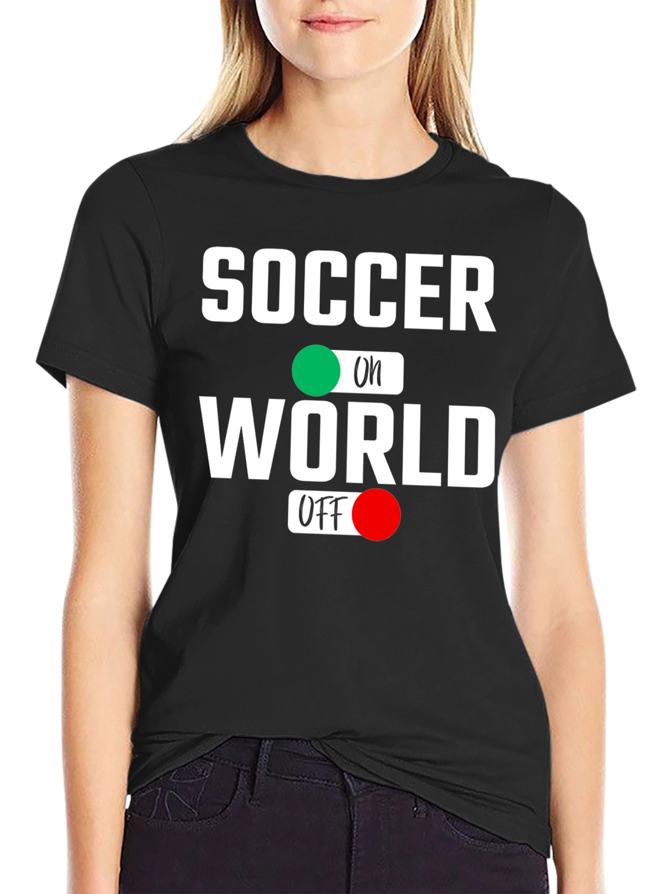 Black Soccer On World Off Graphic Tee view 2