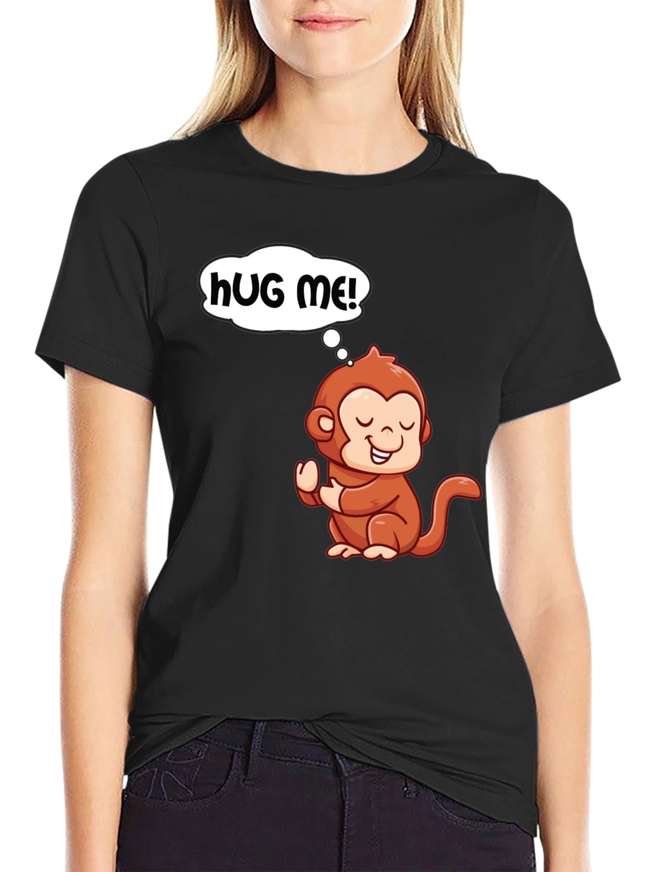 Cute Monkey Graphic T-Shirt - Hug Me! - 2