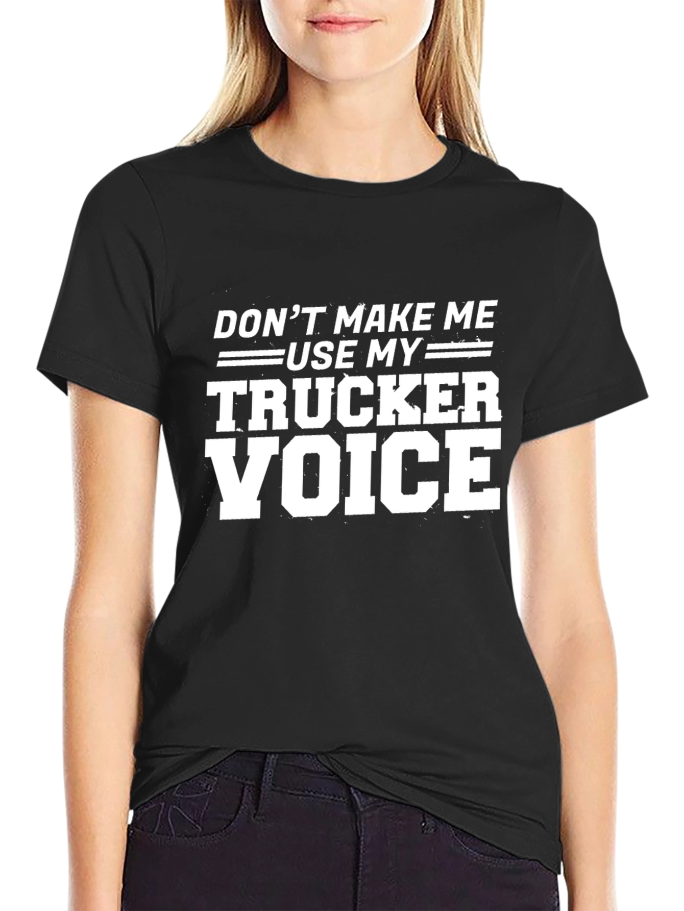 Black Trucker Voice T-Shirt - Funny Novelty Tee view 2