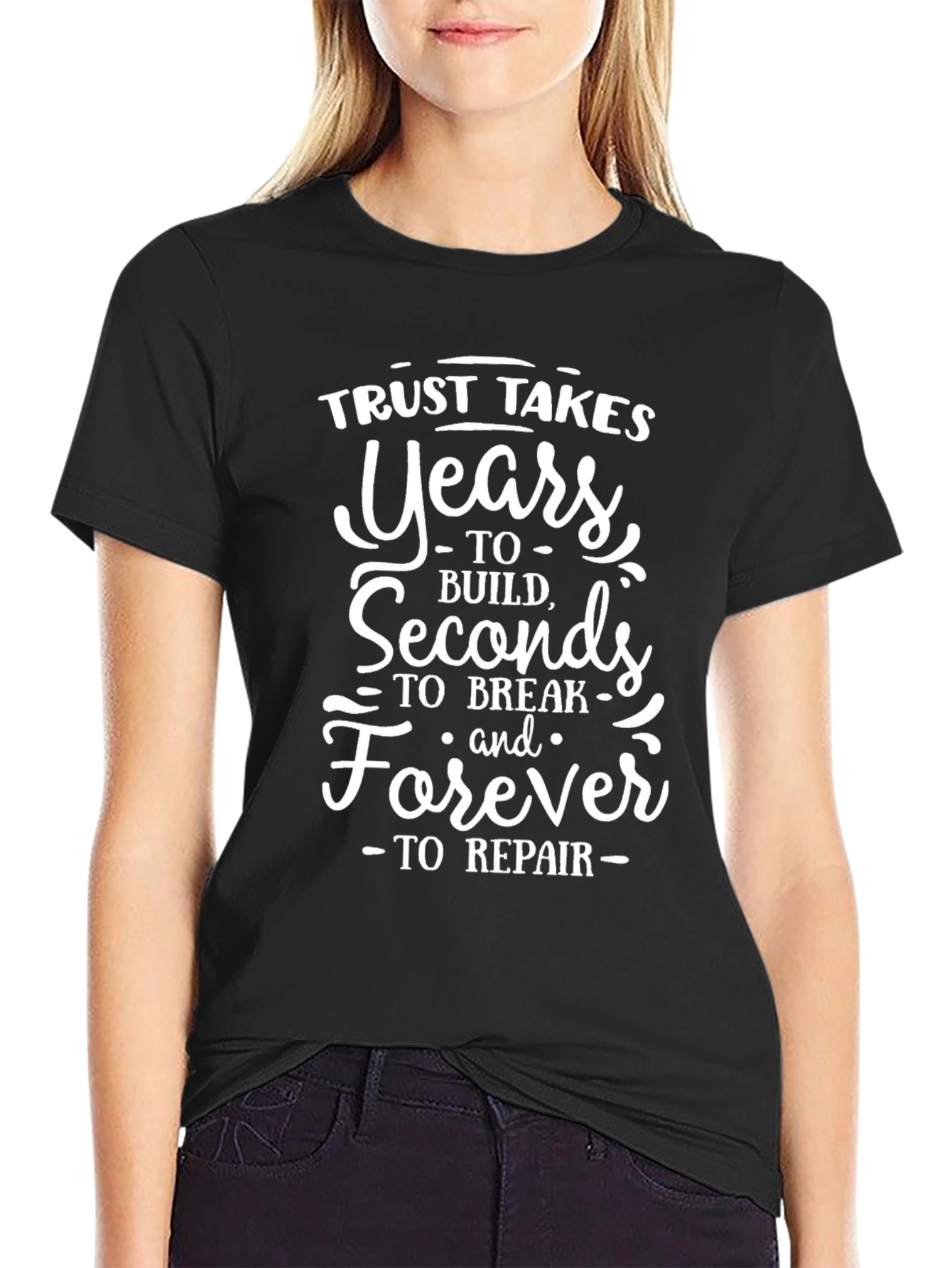 Black Trust Takes Years T-Shirt - Black view 2