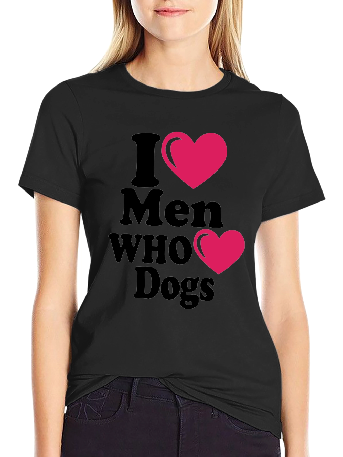 Black I Heart Men Who Love Dogs T-Shirt view 2