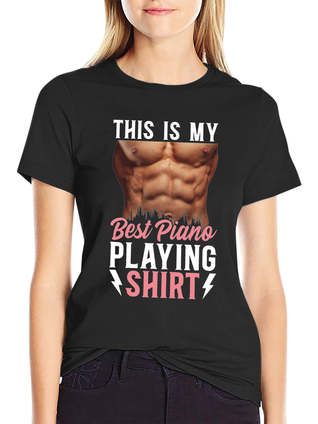 Black Best Piano Player T-Shirt - Funny Musician Tee view 2