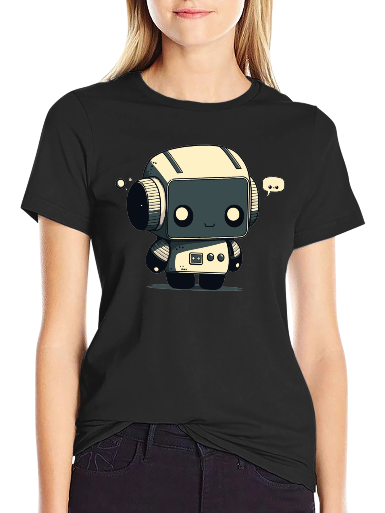 Black Robot T-Shirt - Black Graphic Tee view 2